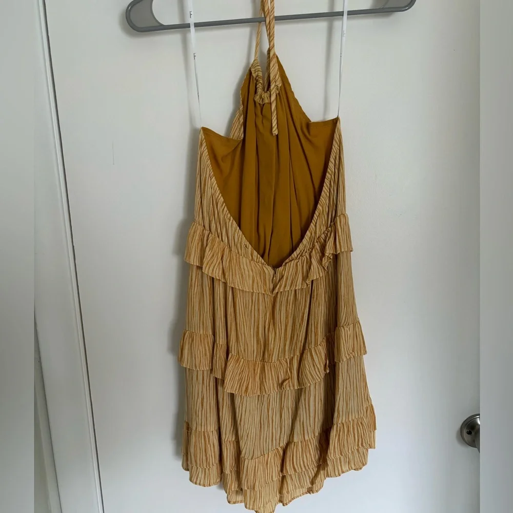 Lulus Yellow Ruffled Halter Mini Dress - Picture 3 of 4